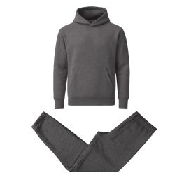 12 Packs Men's Heavyweight Soft Fleece Pullover Hoodie & Jogger Set Dark Gray Size L - Mens Sweat Shirt