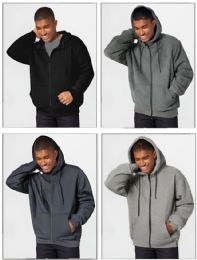 12 Pieces Men's Jacquard Hoodie With Fur Lining In Asst Colors Package B - Mens Jackets