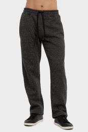 24 Wholesale Men's Medium Weight Fleece SpacE-Dye Grey Sweatpants Size L