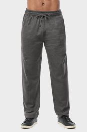 24 Wholesale Men's Mediumweight Fleece Sweatpants In Charcoal Size M