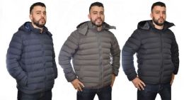 12 Pieces Men's Nylon Fake Down Jacket In Black - Mens Jackets