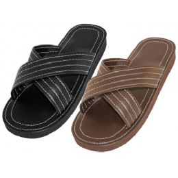 60 Wholesale Men's Pu. Upper X-Band Slippers Sizes 7-12