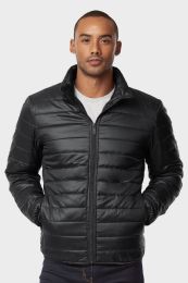 12 Wholesale Men's Puff Jacket In Black Size Large