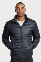 12 Pieces Men's Puff Jacket In Navy Size Large - Mens Jackets