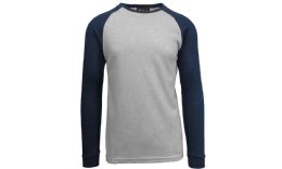 24 Pieces Men's Raglan Thermal Shirt Heather Grey/navy, Size 4xlarge - Mens Thermals