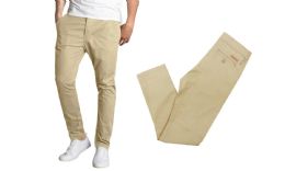 24 Pieces Men's SliM-Fit Cotton Stretch Chino Pants Solid Khaki - Mens Pants