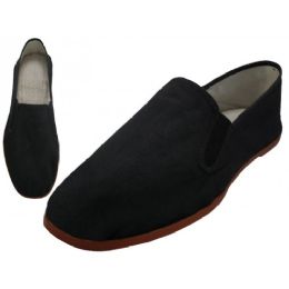 36 Wholesale Men's Slip On Twin Gore Cotton Upper With Rubber Out Sole Kung Fu Tai Chi Shoe Size 35