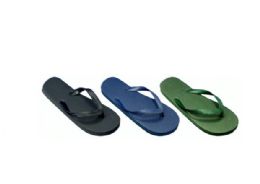 120 Pairs Men's Solid Color Flip Flops Assorted Colors - Men's Footwear For Donation