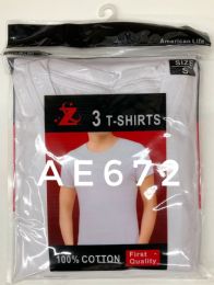 24 Wholesale Men's Three Pack T Shirt Round Neck Size L