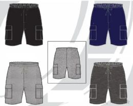 48 Wholesale Mens Cargo Fleece Shorts Assorted Colors Sizes S-xl