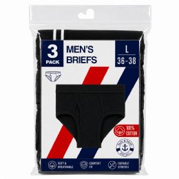 72 Pieces Yacht & Smith Mens Cotton Black Brief Size Medium - Mens Underwear