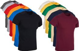 12 Wholesale Mens Cotton Crew Neck Short Sleeve T-Shirts Mix Colors Bulk Pack Size Large