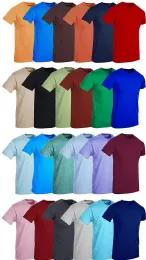 12 Pieces Mens Cotton Crew Neck Short Sleeve T Shirt, Assorted Colors, Size Large - Mens T-Shirts