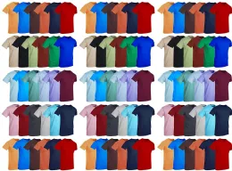 60 Wholesale Mens Cotton Crew Neck Short Sleeve T Shirt, Assorted Colors, Size Small