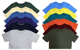 12 Bulk Mens Cotton Crew Neck Short Sleeve T-Shirts Mix Colors, 3x Large