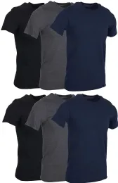 6 Bulk Mens Cotton Crew Neck Short Sleeve T-Shirts Mix Colors, Medium