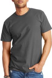 36 Pieces Mens Cotton Short Sleeve T Shirts Charcoal Gray Size 5xl - Solid T-Shirts