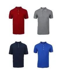 48 Bulk Mens Cotton Solid Polo T Shirt In White