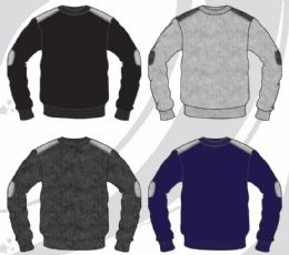48 of Men's Crew Neck Long Sleeve Contrast Color Sweater With Sleeve Patch Sizes S-xl