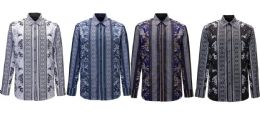 24 Pieces Mens Digital Foil Printed Shirt B - Mens Polo Shirts