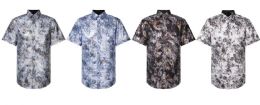 24 Pieces Mens Digital Foil Printed Short Sleeve Shirt aa - Mens Polo Shirts