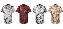 24 Pieces Mens Digital Foil Printed Short Sleeve Shirt B - Mens Polo Shirts