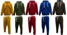 12 Wholesale Mens Fashion Fleece Set In Red Color