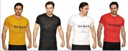 24 Wholesale Mens Fashion High Treated Cotton Spandex Graphic Rnman T Shirt
