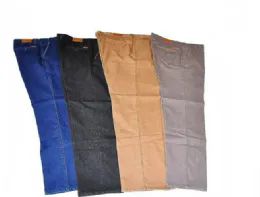 12 Wholesale Mens Fashion Pant Cotton Lycra In Black (pack B 32-42)