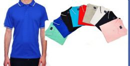 24 of Mens Fashion Solid Color Assorted Size Polo Shirts Sold By Color