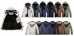 12 Pieces Men's Faux Fur Lined Functional Padded Jacket Assorted Sizes Dark Gray - Mens Jackets