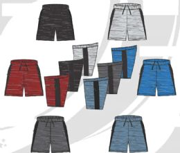 72 Wholesale Mens Fleece Shorts With Black Side Panel Assorted Colors And Sizes S-xl