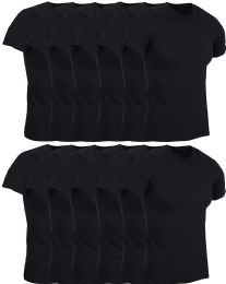 12 Wholesale Mens Black Cotton Crew Neck T Shirt Size 2x Large