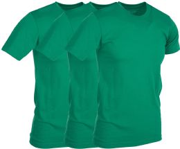 36 Pieces Mens Green Cotton Crew Neck T Shirt Size 5xl - Solid T-Shirts