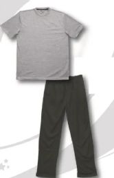 36 Pieces Mens Knitted Solid Jersey Top And Bottom Pajama Set Size Large - Mens Pajamas