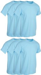 6 Pieces Mens Light Blue Cotton Crew Neck T Shirt Size 3x Large - Mens T-Shirts
