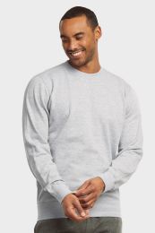 12 Pieces Mens Light Weight Fleece Sweatshirts In Heather Grey Size Large - Mens Sweat Shirt
