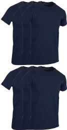 6 Wholesale Mens Navy Blue Cotton Crew Neck T Shirt Size Large