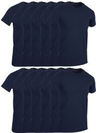 12 Wholesale Mens Navy Blue Cotton Crew Neck T Shirt Size Large