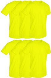 6 Wholesale Mens Neon Yellow Cotton Crew Neck T Shirt Size Large