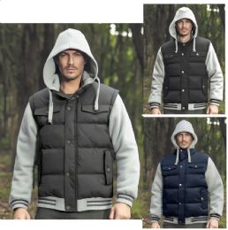 Mens Nylon Fleece Hooded Jacket In Solid Pack B
