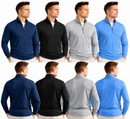 Mens Performance Quarter Zip Long Sleeve Pullovers In Assorted Colors Size 2X-Large