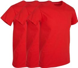 3 Wholesale Mens Red Cotton Crew Neck T Shirt Size Medium