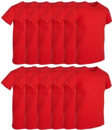 12 Pieces Mens Red Cotton Crew Neck T Shirt Size Medium - Mens T-Shirts