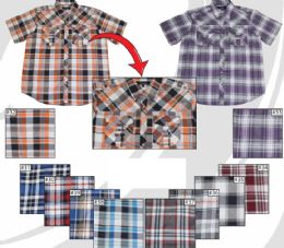 60 of Mens Short Sleeve Yarn Dyed Button Down Fashion Shirts Assorted Sizes S-xl