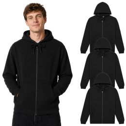 3 Pieces Mens Sponge Fleece Full Zip Hoodie Black Size 2xlarge - Mens Sweat Shirt