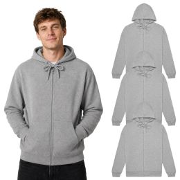 3 Pieces Mens Sponge Fleece Full Zip Hoodie Heather Gray Size Large - Mens Sweat Shirt