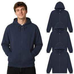 3 Pieces Mens Sponge Fleece Full Zip Hoodie Navy Size 2xlarge - Mens Sweat Shirt