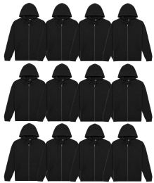 Mens Sponge Fleece Full Zip Hoodie Black Size 2xlarge