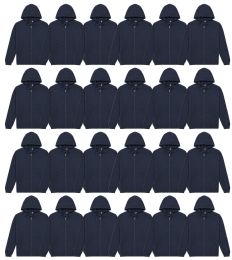 Mens Sponge Fleece Full Zip Hoodie Navy Size 2xlarge